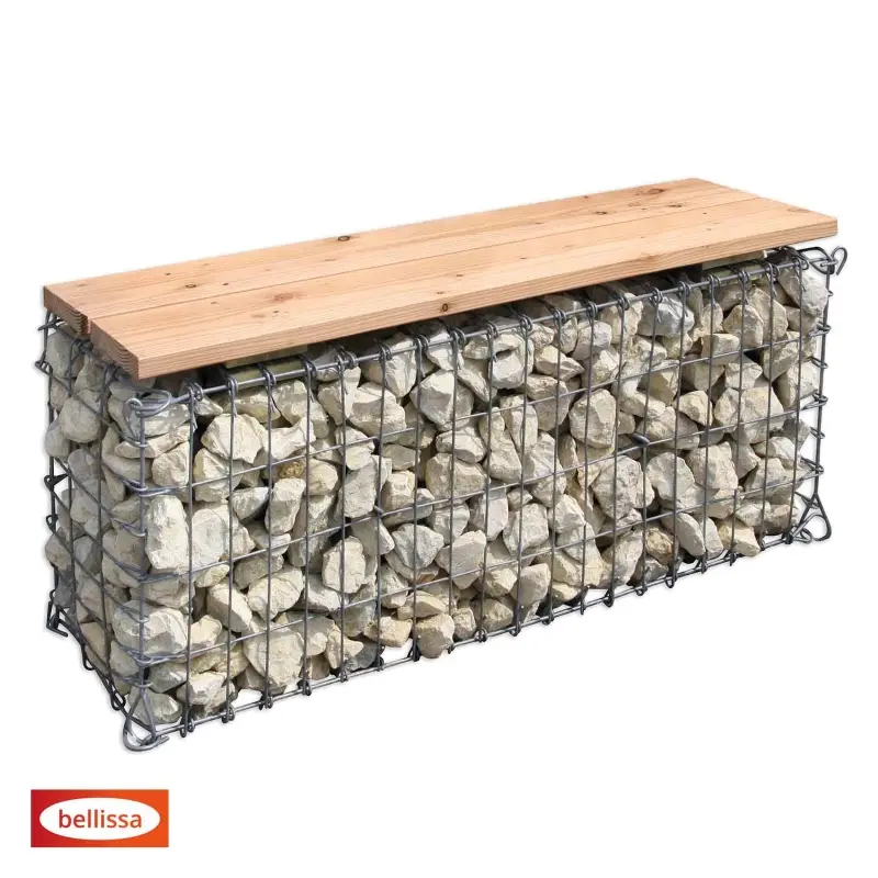 GABIONBÄNK- Sits av Douglasgran- 100X46X35CM